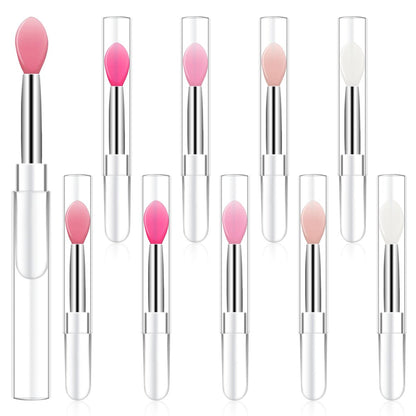 10-Piece Silicone Lip Brush Set with Caps – Reusable Lipstick Applicator & Lip Mask Tool for Precise Makeup Application