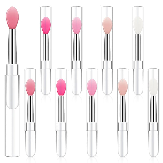 10-Piece Silicone Lip Brush Set with Caps – Reusable Lipstick Applicator & Lip Mask Tool for Precise Makeup Application