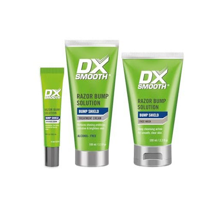DX Smooth Bump Shield Combo Set for Men – Razor Bumps & Ingrown Hair Prevention Kit with Face Wash, Intensive Serum, Daily Moisturiser | Vegan & Cruelty-Free