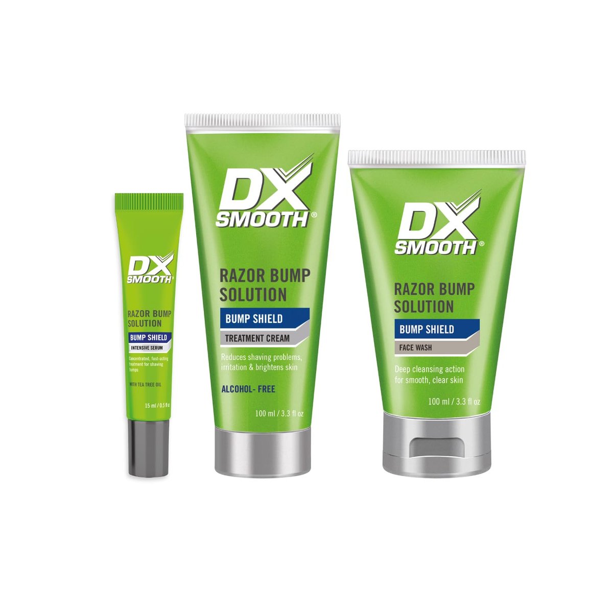 DX Smooth Bump Shield Combo Set for Men – Razor Bumps & Ingrown Hair Prevention Kit with Face Wash, Intensive Serum, Daily Moisturiser | Vegan & Cruelty-Free - görsel 1