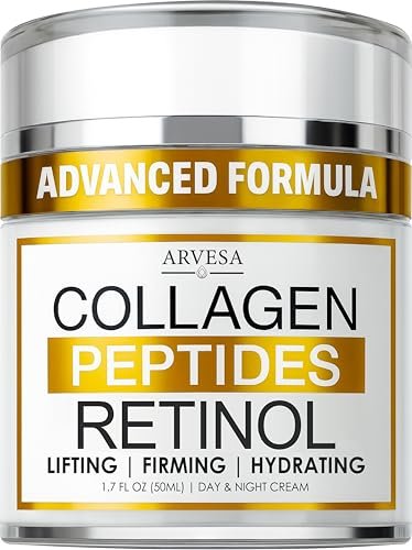 Retinol Cream for Face with Collagen Peptides & Hyaluronic Acid - Anti Aging Wrinkle Cream for Women and Men - Day & Night Facial Moisturizer for Firming, Tightening Neck & Décolleté