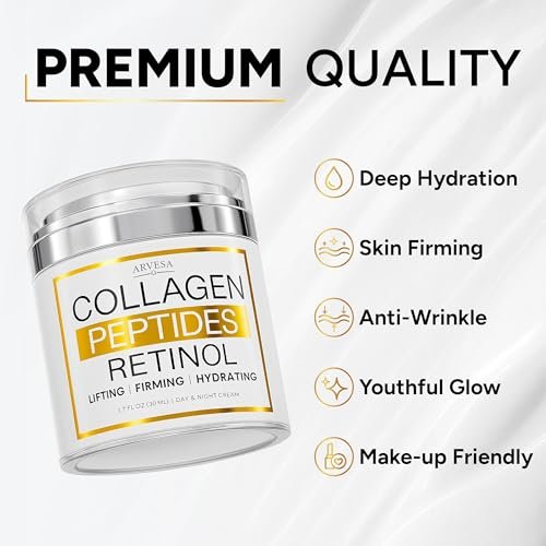 Retinol Cream for Face with Collagen Peptides & Hyaluronic Acid - Anti Aging Wrinkle Cream for Women and Men - Day & Night Facial Moisturizer for Firming, Tightening Neck & Décolleté - görsel 14