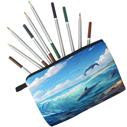 Livel lhood Dolphin Gift Makeup Bag - Cute Small Cosmetic Organizer Pouch for Travel, Ocean Lovers, Women & Girls