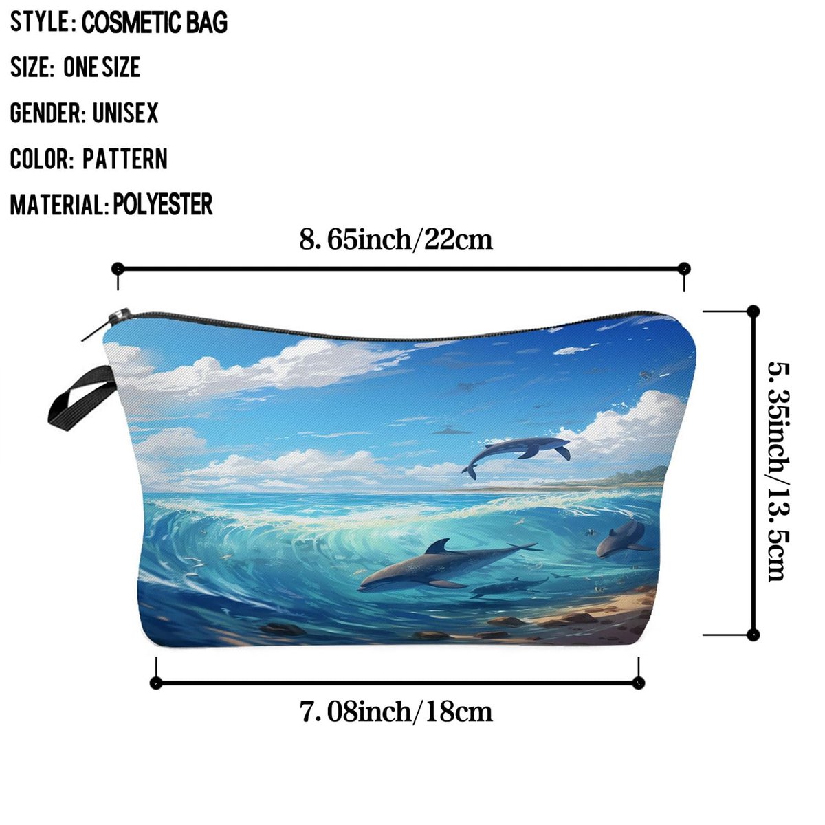 Livel lhood Dolphin Gift Makeup Bag - Cute Small Cosmetic Organizer Pouch for Travel, Ocean Lovers, Women & Girls - görsel 3