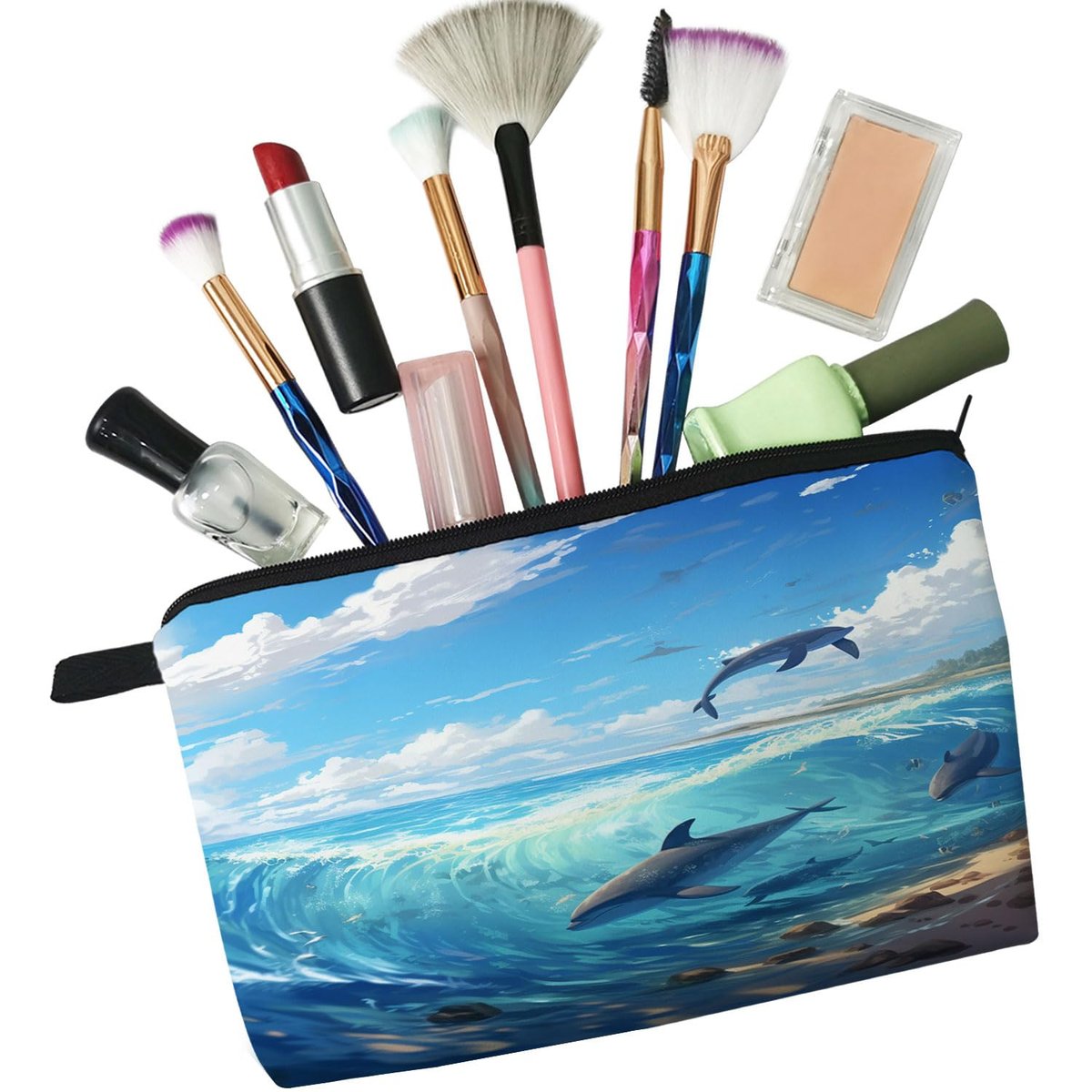 Livel lhood Dolphin Gift Makeup Bag - Cute Small Cosmetic Organizer Pouch for Travel, Ocean Lovers, Women & Girls - görsel 9