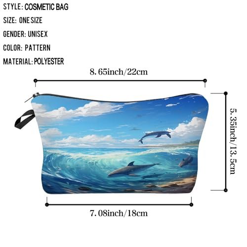 Livel lhood Dolphin Gift Makeup Bag - Cute Small Cosmetic Organizer Pouch for Travel, Ocean Lovers, Women & Girls - görsel 4