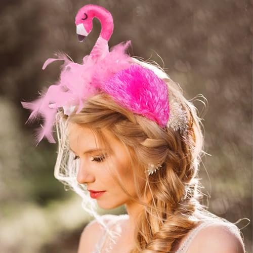 MAOTTIE Flamingo Headband for Women - Pink Valentine's Day Hair Accessory, Adjustable Plastic Cute Headwear - görsel 4