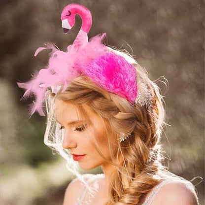 MAOTTIE Flamingo Headband for Women - Pink Valentine's Day Hair Accessory, Adjustable Plastic Cute Headwear