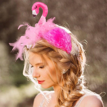 MAOTTIE Flamingo Headband for Women - Pink Valentine's Day Hair Accessory, Adjustable Plastic Cute Headwear
