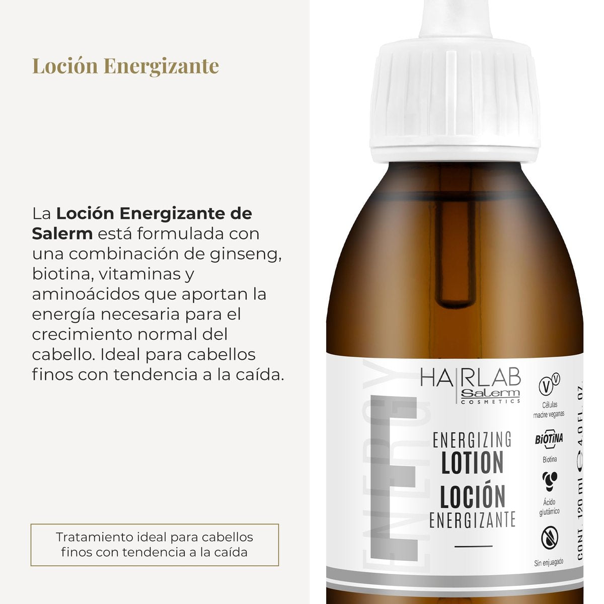 Salerm Hairlab Energizing Lotion – Clinically Tested Hair Strengthener, 4.0 oz Avelisse