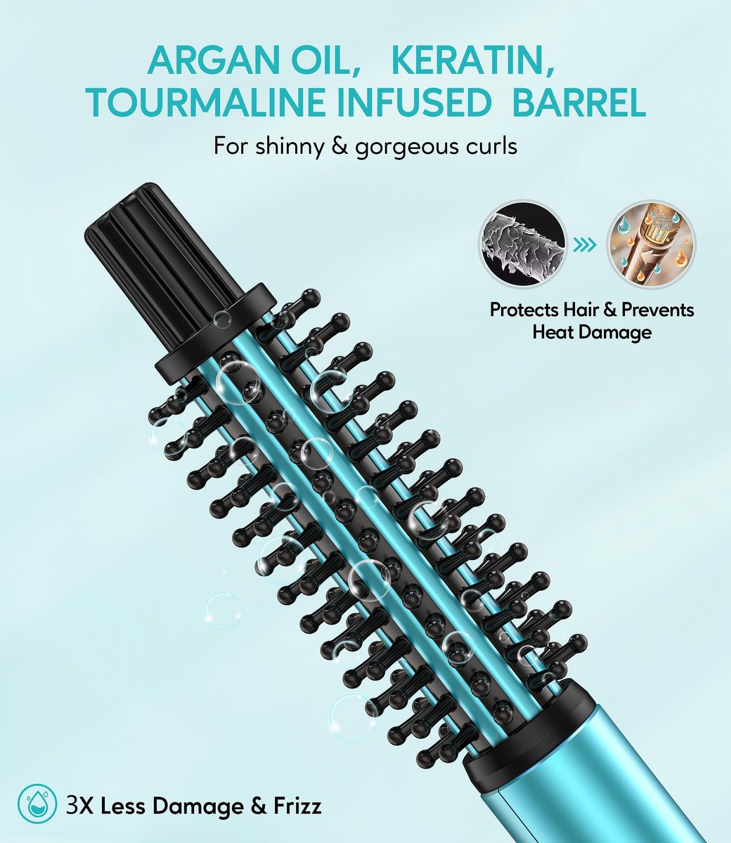 Farery Mini Thermal Brush - 3/4 Inch Curling Iron for Volumizing & Small Curls, Travel Size Hot Brush for Short & Thin Hair, Dual Voltage, 392°F, Blue Avelisse