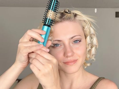 Farery Mini Thermal Brush - 3/4 Inch Curling Iron for Volumizing & Small Curls, Travel Size Hot Brush for Short & Thin Hair, Dual Voltage, 392°F, Blue Avelisse
