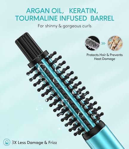 Farery Mini Thermal Brush - 3/4 Inch Curling Iron for Volumizing & Small Curls, Travel Size Hot Brush for Short & Thin Hair, Dual Voltage, 392°F, Blue Avelisse