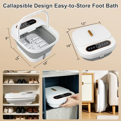 UNIFULL Collapsible Foot Spa Bath with Heat, Touch Screen, Remote Control, Massage Rollers, Timer, Bubble, Foot Pedicure Kit, Temperature Control Avelisse