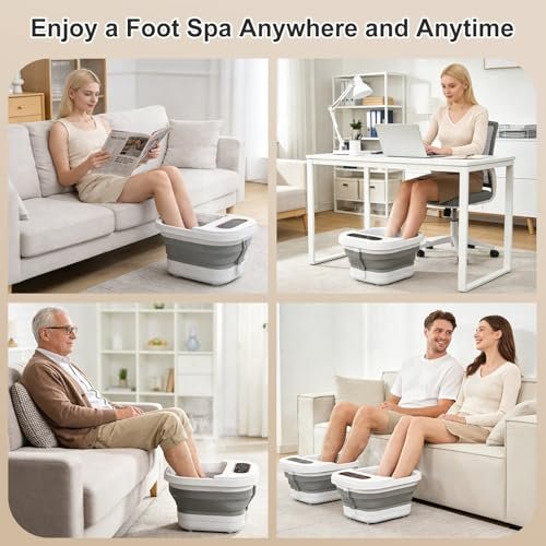 UNIFULL Collapsible Foot Spa Bath with Heat, Touch Screen, Remote Control, Massage Rollers, Timer, Bubble, Foot Pedicure Kit, Temperature Control Avelisse