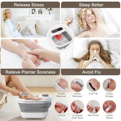 UNIFULL Collapsible Foot Spa Bath with Heat, Touch Screen, Remote Control, Massage Rollers, Timer, Bubble, Foot Pedicure Kit, Temperature Control Avelisse