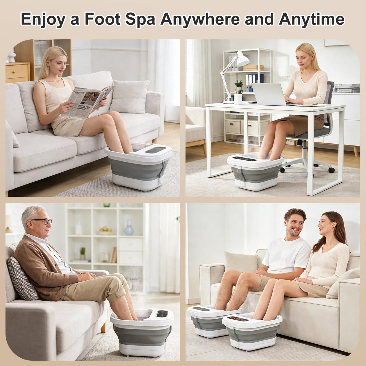 UNIFULL Collapsible Foot Spa Bath with Heat, Touch Screen, Remote Control, Massage Rollers, Timer, Bubble, Foot Pedicure Kit, Temperature Control Avelisse