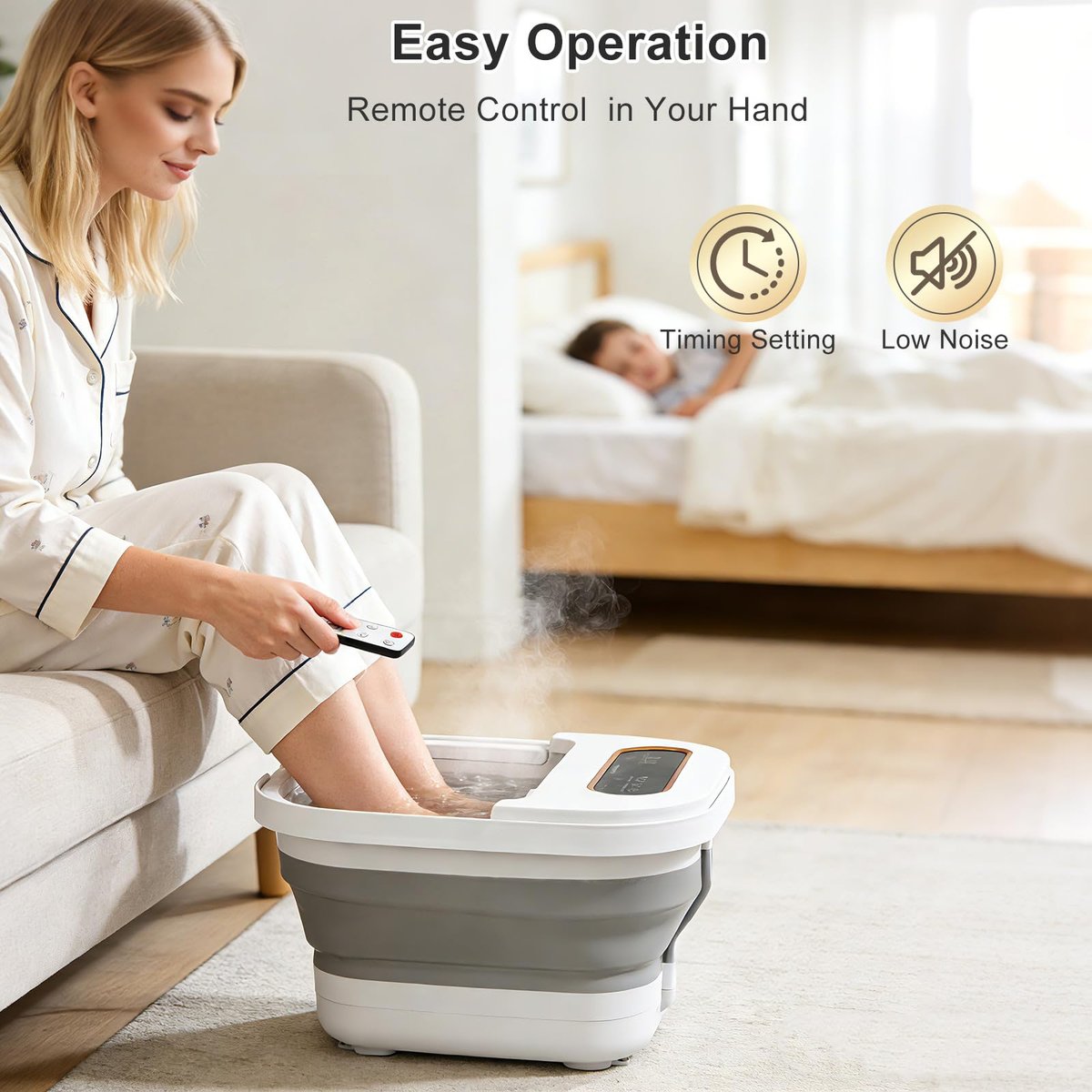 UNIFULL Collapsible Foot Spa Bath with Heat, Touch Screen, Remote Control, Massage Rollers, Timer, Bubble, Foot Pedicure Kit, Temperature Control Avelisse