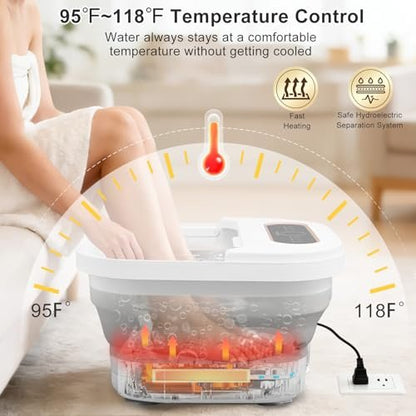 UNIFULL Collapsible Foot Spa Bath with Heat, Touch Screen, Remote Control, Massage Rollers, Timer, Bubble, Foot Pedicure Kit, Temperature Control Avelisse