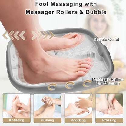 UNIFULL Collapsible Foot Spa Bath with Heat, Touch Screen, Remote Control, Massage Rollers, Timer, Bubble, Foot Pedicure Kit, Temperature Control Avelisse
