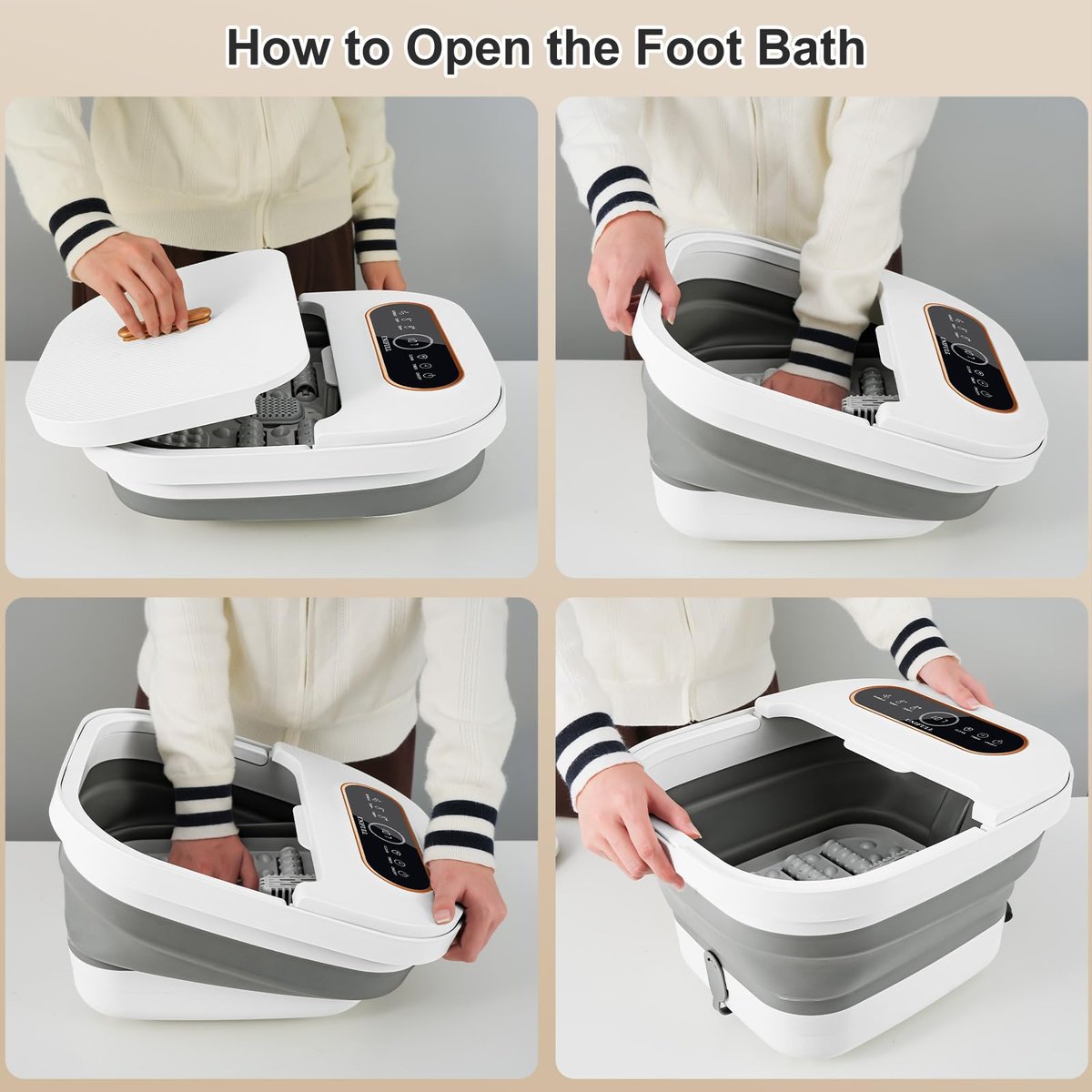 UNIFULL Collapsible Foot Spa Bath with Heat, Touch Screen, Remote Control, Massage Rollers, Timer, Bubble, Foot Pedicure Kit, Temperature Control Avelisse