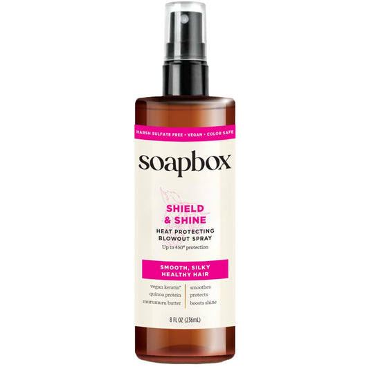 Soapbox Heat Protectant Spray, 8oz – Strengthening & Anti Frizz Hair Care, Vegan, Silicone Free, Sulfate Free, Color Safe