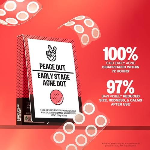 PEACE OUT Early Stage Acne Dots – Microneedling Pimple Patches with 2% Salicylic Acid for Blemishes Below Surface (8 Count) Avelisse