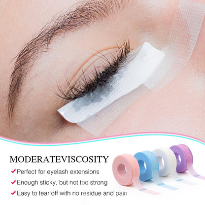 LZM Silicone Gel Lash Tape for Eyelash Extensions – 4 Rolls, 0.5in x 4yd, Purple – Pain-Free Removal for Sensitive Skin