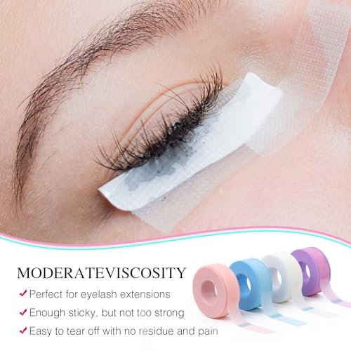 LZM Silicone Gel Lash Tape for Eyelash Extensions – 4 Rolls, 0.5in x 4yd, Purple – Pain-Free Removal for Sensitive Skin - görsel 4