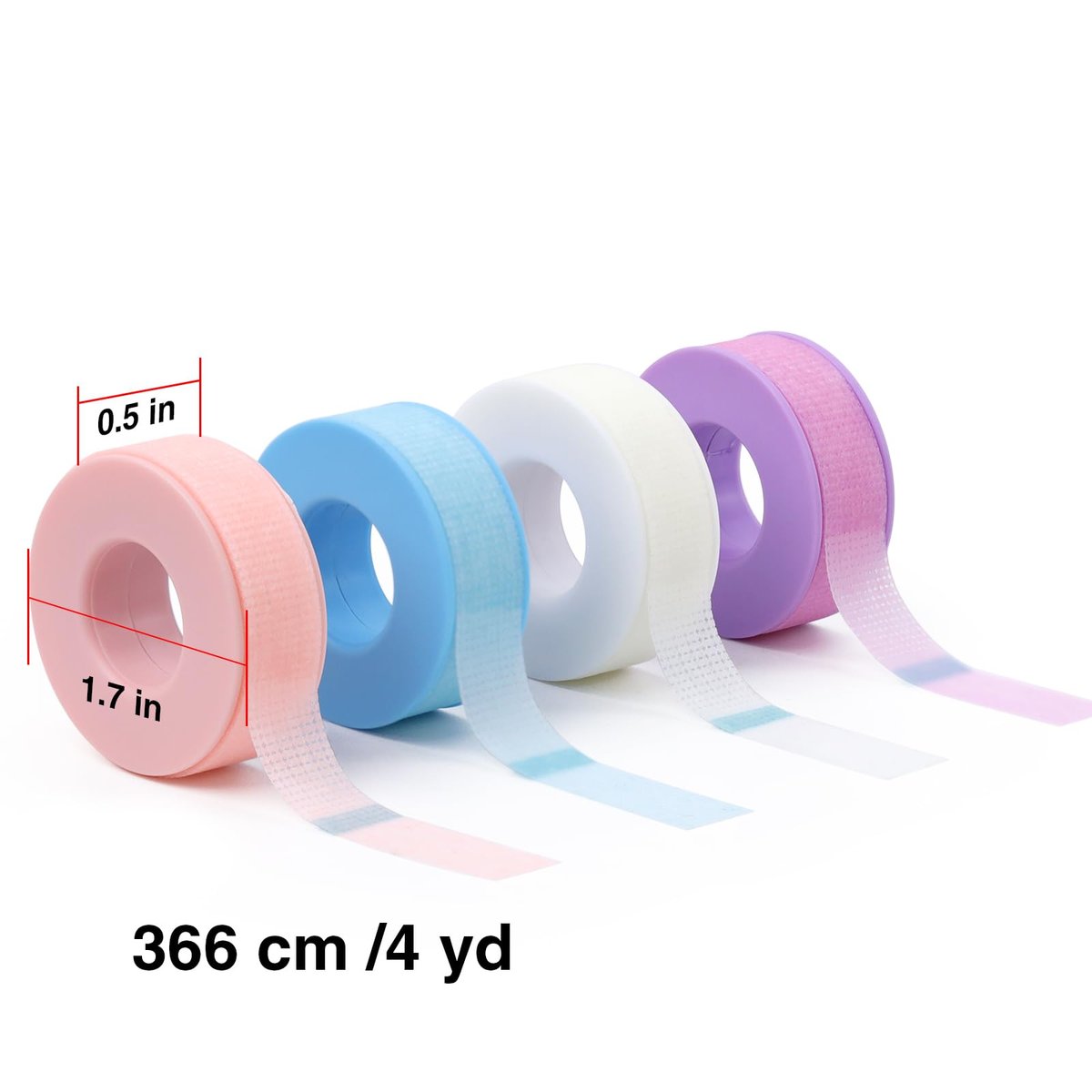 LZM Silicone Gel Lash Tape for Eyelash Extensions – 4 Rolls, 0.5in x 4yd, Purple – Pain-Free Removal for Sensitive Skin - görsel 5