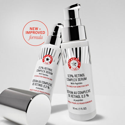 First Aid Beauty 0.3% Retinol Complex Serum with Peptides - Sensitive Skin Retinol for Lines & Wrinkles, Non-Comedogenic, 1 oz Avelisse