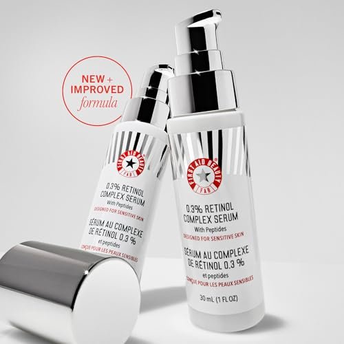 First Aid Beauty 0.3% Retinol Complex Serum with Peptides - Sensitive Skin Retinol for Lines & Wrinkles, Non-Comedogenic, 1 oz Avelisse