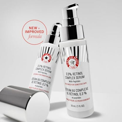First Aid Beauty 0.3% Retinol Complex Serum with Peptides - Sensitive Skin Retinol for Lines & Wrinkles, Non-Comedogenic, 1 oz Avelisse