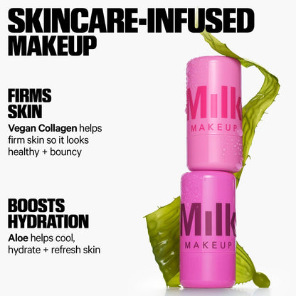 Milk Makeup Cooling Water Jelly Tint – Long-Lasting Sheer Lip + Cheek Stain in Spritz (Coral) – with Firming Vegan Collagen + Hydrating Aloe – Transfer Proof, Buildable Lip Tint & Blush – 0.17 oz