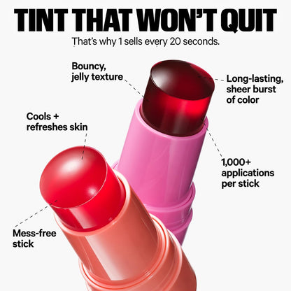 Milk Makeup Cooling Water Jelly Tint – Long-Lasting Sheer Lip + Cheek Stain in Spritz (Coral) – with Firming Vegan Collagen + Hydrating Aloe – Transfer Proof, Buildable Lip Tint & Blush – 0.17 oz
