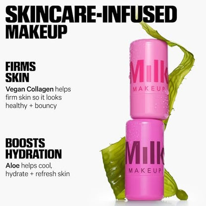 Milk Makeup Cooling Water Jelly Tint – Long-Lasting Sheer Lip + Cheek Stain in Spritz (Coral) – with Firming Vegan Collagen + Hydrating Aloe – Transfer Proof, Buildable Lip Tint & Blush – 0.17 oz