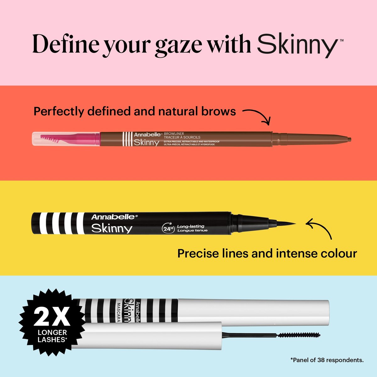 Annabelle Skinny Mascara, Black – Award-Winning Ultra-Precise Mascara for Length & Definition, Hypoallergenic, 0.13 fl oz (New Eco-Friendly Packaging) - görsel 15