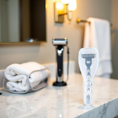 Clear Portable Travel Razor Protector Case - 2 Pack Plastic Shaver Holder for Men, Compact Storage Organizer for Electric and Manual Razors
