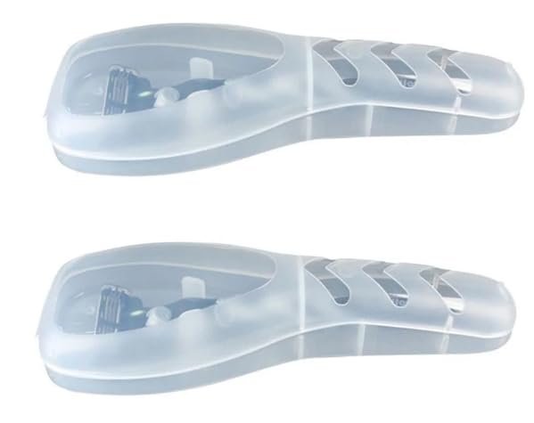 Clear Portable Travel Razor Protector Case - 2 Pack Plastic Shaver Holder for Men, Compact Storage Organizer for Electric and Manual Razors - görsel 1