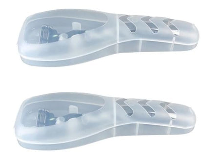 Clear Portable Travel Razor Protector Case - 2 Pack Plastic Shaver Holder for Men, Compact Storage Organizer for Electric and Manual Razors