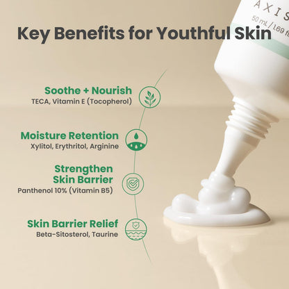 AXIS-Y Panthenol 10 Skin Smoothing Shield Cream - Daily Facial Moisturizer Barrier Cream for Long Lasting Hydration & Soothing - Vegan Korean Skin Care Face Lotion (1.69 fl. oz.) Avelisse