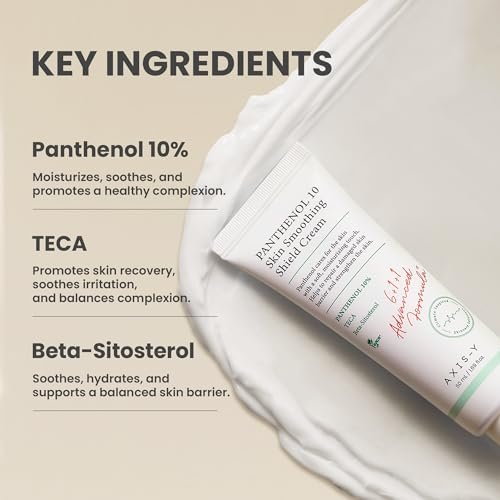 AXIS-Y Panthenol 10 Skin Smoothing Shield Cream - Daily Facial Moisturizer Barrier Cream for Long Lasting Hydration & Soothing - Vegan Korean Skin Care Face Lotion (1.69 fl. oz.) Avelisse