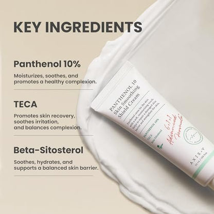 AXIS-Y Panthenol 10 Skin Smoothing Shield Cream - Daily Facial Moisturizer Barrier Cream for Long Lasting Hydration & Soothing - Vegan Korean Skin Care Face Lotion (1.69 fl. oz.) Avelisse