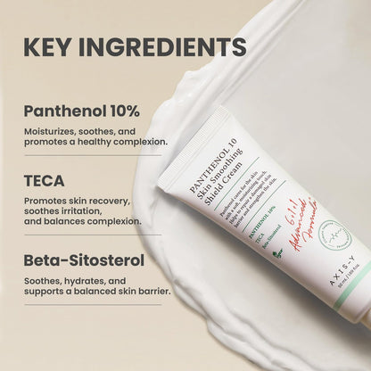 AXIS-Y Panthenol 10 Skin Smoothing Shield Cream - Daily Facial Moisturizer Barrier Cream for Long Lasting Hydration & Soothing - Vegan Korean Skin Care Face Lotion (1.69 fl. oz.) Avelisse