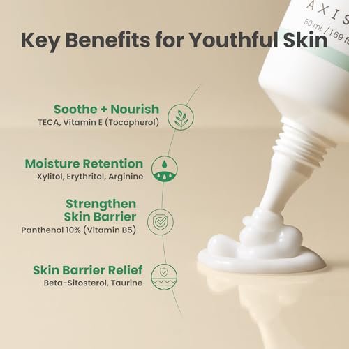 AXIS-Y Panthenol 10 Skin Smoothing Shield Cream - Daily Facial Moisturizer Barrier Cream for Long Lasting Hydration & Soothing - Vegan Korean Skin Care Face Lotion (1.69 fl. oz.) Avelisse