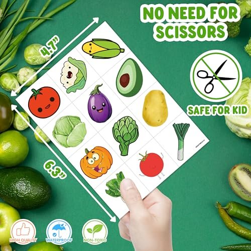 96 Pcs Funny Vegetable Pre-cut Temporary Tattoos Sticker Set - Avocado, Corn, Pumpkin - Birthday Party Decorations, Supplies, Favors, Celebration Gifts for Boys, Girls, Baby Shower, School Reward - Cute Themed Tattoos - görsel 10