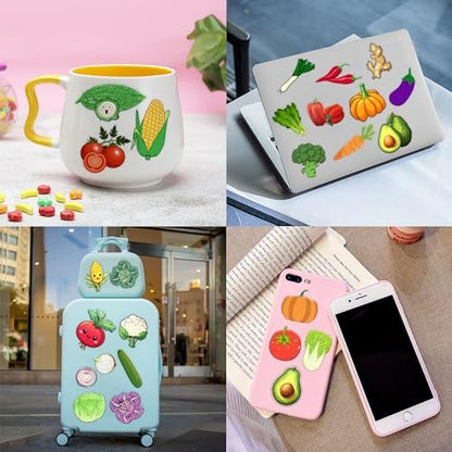 96 Pcs Funny Vegetable Pre-cut Temporary Tattoos Sticker Set - Avocado, Corn, Pumpkin - Birthday Party Decorations, Supplies, Favors, Celebration Gifts for Boys, Girls, Baby Shower, School Reward - Cute Themed Tattoos