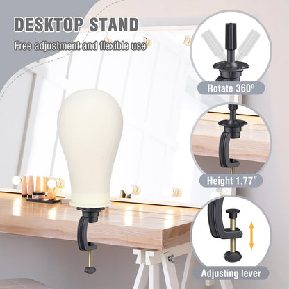 Relx Reinforced Wig Stand with Mannequin Head – Adjustable Wig Head Stand for Cosmetology, Black Avelisse