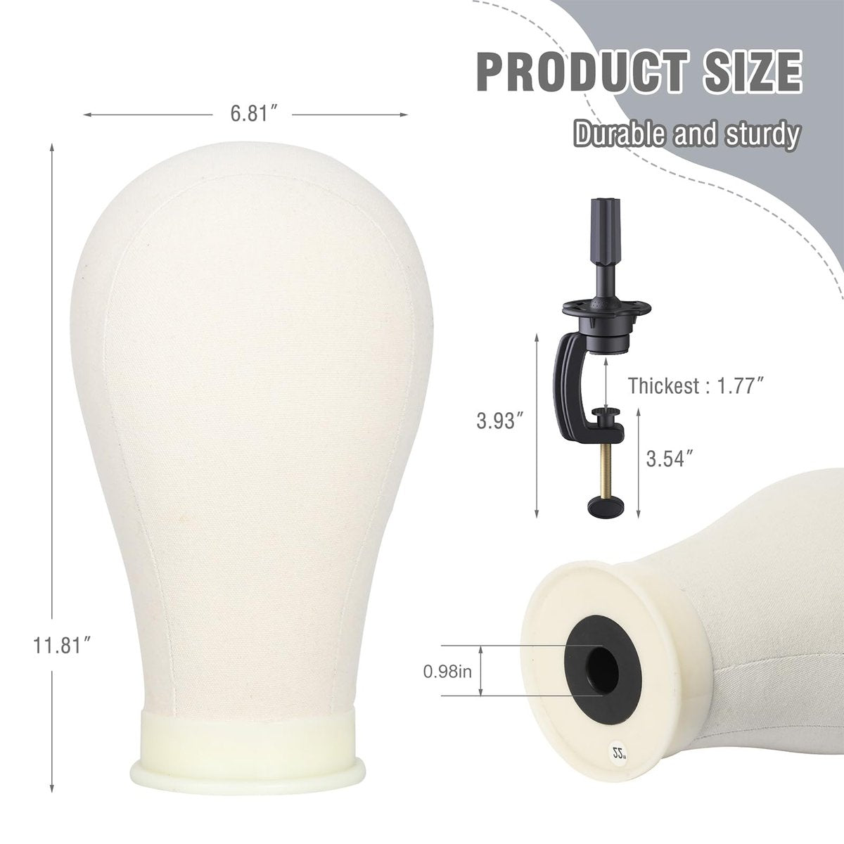 Relx Reinforced Wig Stand with Mannequin Head – Adjustable Wig Head Stand for Cosmetology, Black Avelisse