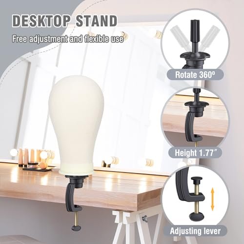Relx Reinforced Wig Stand with Mannequin Head – Adjustable Wig Head Stand for Cosmetology, Black Avelisse